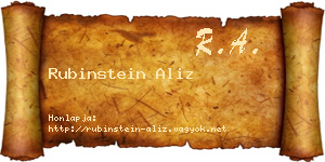 Rubinstein Aliz névjegykártya